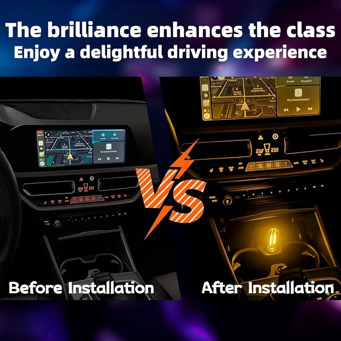 LED Car Interior Light, Touch Control USB Night Lamp, Retro Style Ambient Lighting for Auto, Bedroom, Desk (Yellow Light)