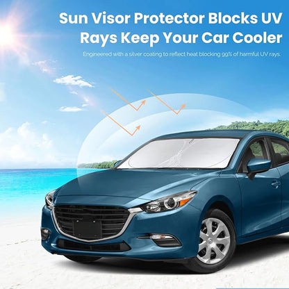 Sun Shade for Mazda 6 2014-2021 Windshield Cover, Foldable Sunshade Front Window Sun Visor, 240T Reflective Fabric Blocks 99% UV Rays Heat, Full Coverage Easy Storage Fit Car Mazda6 Accessories