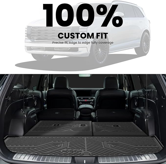 LASFIT Cargo Trunk Mat & Backrest Mats for Hyundai Palisade 2026 All Weather TPE Custom Fit Car Trunk Mats Cargo Liner & Seatback Mats Accessories, Black