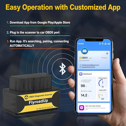 Bluetooth OBD2 Scanner for iOS iPhone & Android, Wireless Car Code Reader Diagnostic Tool for Check Engine Light, Works on OBDII Vehicles 1996 & Newer