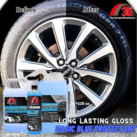 3E Magic Blue Protectant 16 oz Tire Coating & Dressing I Extreme Super Shine & Durability Long-Lasting Dressing Protectant for Vinyl, Rubber & Plastics, Dries Fast to The Touch, Non-Greasy 16 fl oz