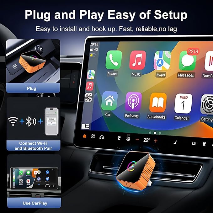 Autolinkr Auto Linkr Auto Linker Pro Wireless CarPlay for iPhone & Android,Screen Mirroring Adapter for Car,Car Screen Mirroring Adapter, Easy Setup, Compatible with iOS 10+,Mini Size,USB/Type C