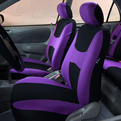 FH Group Flat Cloth Seat Covers Front Seat and Solid Rear Bench Full Set with Gift - Universal Fit for Cars, Trucks & SUVs (Purple)