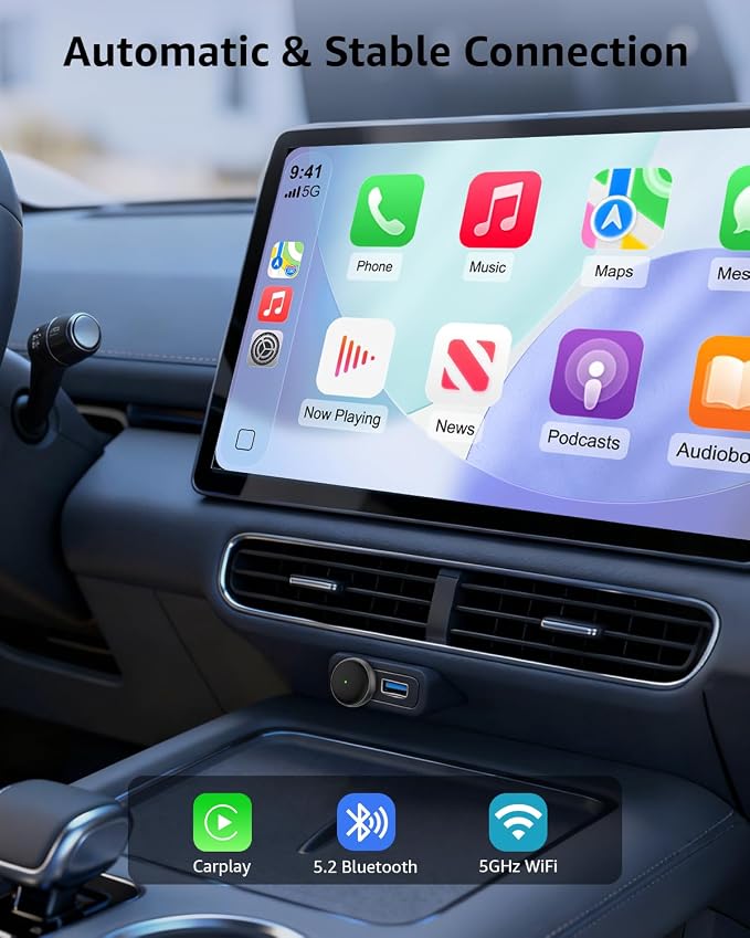 Wireless CarPlay Adapter, 2026 Upgraded Enhanced 50% Smaller, Convert Wired to CarPlay Wireless, Plug & Play Adapter, Fast Auto-Connect, No Latency, Compact Design for Apple iPhone iOS 10+