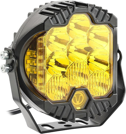 AUTOXBERT 5 Inch Amber Led Driving Light, 50W LED Offroad Side Shooter Pods Spot Flood Combo Beam Fog Lights for Truck Pickup Jeep 4x4 SUV ATV UTV, 1Pcs