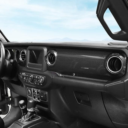 Carboon Fiber Dashboard Decorative Panel Cover, Center Console Trim Cover Kit for 2018-2023 Jeep Wrangler JL JLU & Jeep Gladiator JT