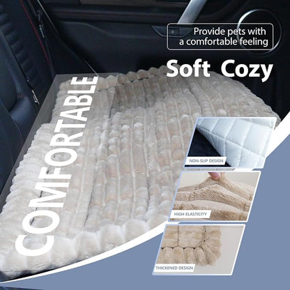 Dog Car Seat Waterproof Bed Cover Non-Slip Car Back Seat Soft and Comfortabl Pet Bed Mat Car Blanket for Travel Backseat Extender Seat Covers Dog Bed for Cars Trucks and SUVs (Brown Cover 23.6” x 51”)