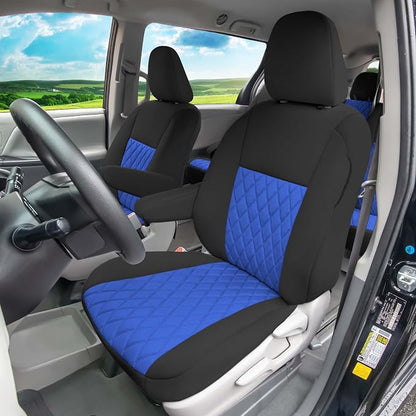 FH Group Custom Fit Car Seat Covers Specifically Made for Toyota Sienna 2011-2020, Car Seat Cover Full Set, 8 Seater Automotive Seat Covers in Blue Neoprene, Waterproof and Washable Seat Covers