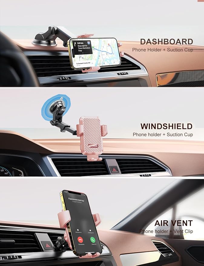 JOYMASS Wireless Car Charger, Phone Holders for Your Car, 15W Auto Clamping Phone Mount Car Accessories for iPhone 16 15 14 13 12 Mini Pro Max 11, Samsung Galaxy S24 Ultra S23 S22+ Note 20, etc-Pink