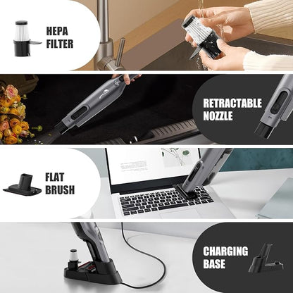 Cordless Handheld Vacuum, Lightweight Portable Hand Vacuum Cleaner with LED Light,Rechargeable Hand Held Vacuum with One-Touch Empty, Powerful Suction for Office, Home,Car, Coal
