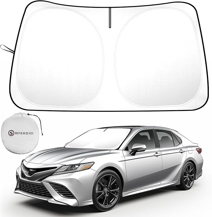 Car Sun Shade for 2018-2024 2025 2026 Toyota Camry Windshield Sun Shade, Sun Visor Windshield Screen Cover for Camry Front Window Sunshade Foldable Auto Interior Accessories UV Block