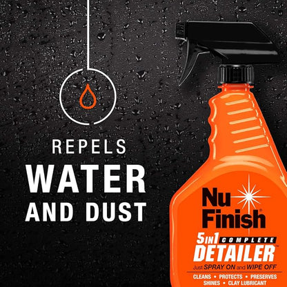 5-in-1 Complete Detailer Spray with Towel by Nu Finish, Preserves and Protects Car Detailing, Includes 1 Microfiber Towel, 22 Oz Spray
