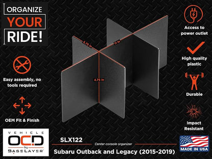 Vehicle OCD - Center Console Organizer for Subaru Outback and Legacy (2015-2019) - Made in USA - SLX122