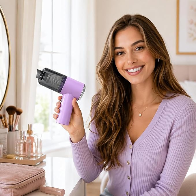 catsMeow Mini Handheld Vacuum Cordless, Lightweight Portable Vacuum Cleaner for Home, Car, Desk, Keyboard, Sofa and Crumbs, USB Rechargeable Small Vacuum with Washable Filter, Stylish Lavender Purple