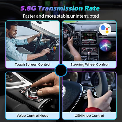 CarPlay Adapter 3-in-1 Wireless AI Smart Box for Apple iPhone and Android Auto for Factory Wired CarPlay Cars, Supports Netflix, ESPN, YouTube, HULU, Wired CarPlay Required