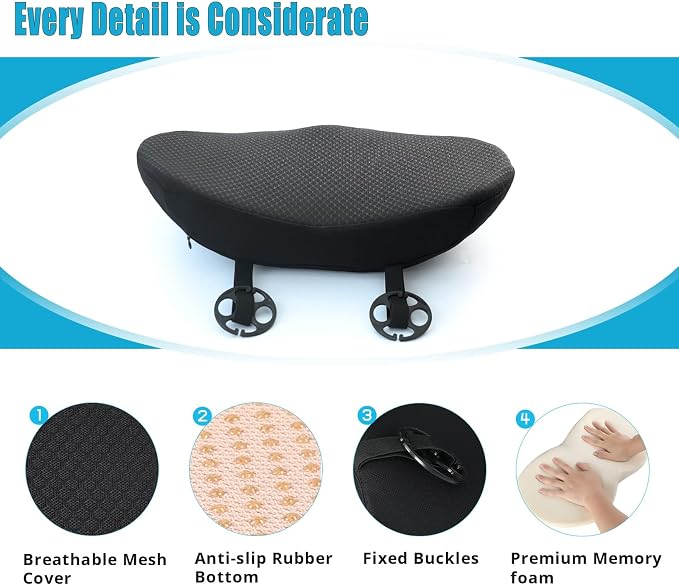 2 in 1 Car Seat Cushion Lumbar Pillow - Comfort Memory Foam Seat Cushion for Driving, Office - Sciatica-Back Pain Relief, Car Cushion for Car, Truck, Office, Wheelchair (Black)