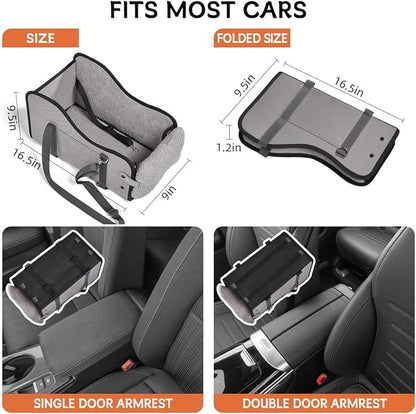 TKYZ Center Console Dog Car Seat,Pet Puppy Car Seat,Middle Console Dog Armrest Booster Seat for Small Dogs(Gray)
