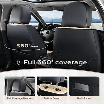 Coverado Car Seat Covers, Car Seat Covers Front Seats, 2-Pack Front Seat Cover, Nappa Leather Waterproof Seat Covers, Car Seat Protectors, Automotive Seat Covers Universal Fit for Most Vehicles