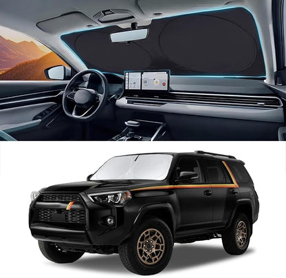 Car Windshield Sun Shade for 4Runner 2003-2009-Sunshade for Front Window Cover Custom Fit Toyota RAV4 4Runner Sequoia Land Cruiser Sun Visor Protector 210T Fabric Foldable Shades Block UV Ray (M+