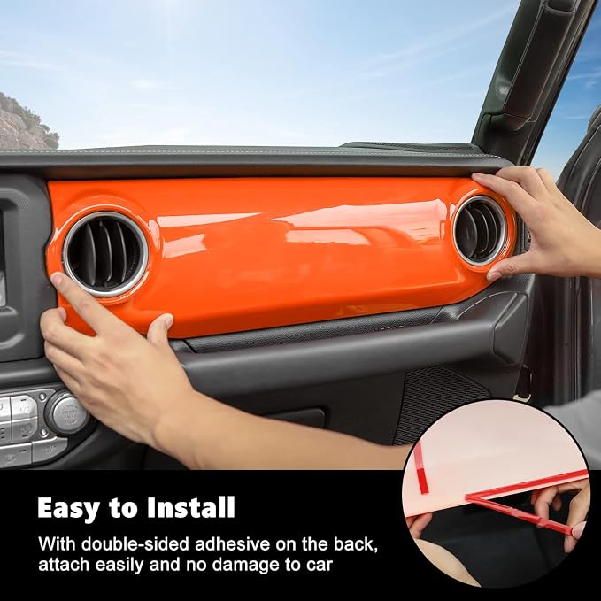 RT-TCZ Center Console Trim Cover Dashboard Control Panel Cover Decorative Interior Accessories for Jeep Wrangler JL JLU & Gladiator JT 2018-2022,Orange