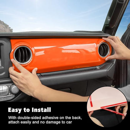 RT-TCZ Center Console Trim Cover Dashboard Control Panel Cover Decorative Interior Accessories for Jeep Wrangler JL JLU & Gladiator JT 2018-2022,Orange