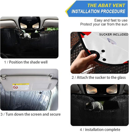 Ladybugs Scarab Car Windshield Sun Shade Cute Animal Foldable UV Ray Sun Visor Protector Sunshade to Keep Your Vehicle Cool (55" x 27.6")