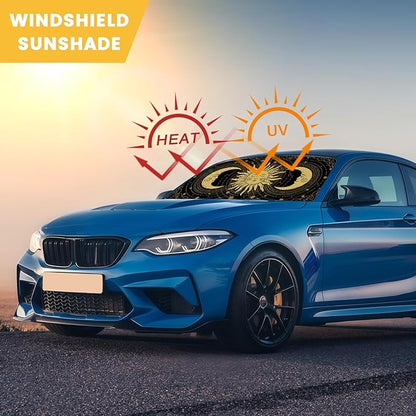 Windshield Sun Shade, Car Sun Shade Windshield, Reflector Sunshade Offers Ultimate Protection for Car Interior, Reflective Polyester Blocks Heat for Cars, Trucks, SUVs (57 x 31.5 in)
