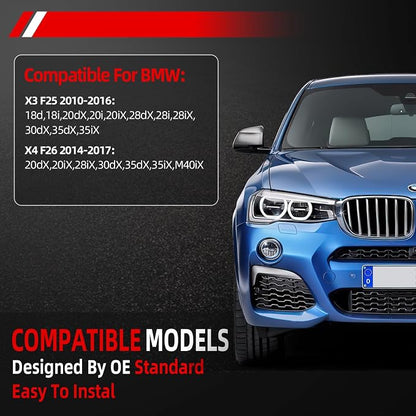 4PCS Black Driver Door Armrest Box and Pull Handle kit Covers Trim Compatible with X3 X4 F25 F26 2011-2017 Left Side Storage Box