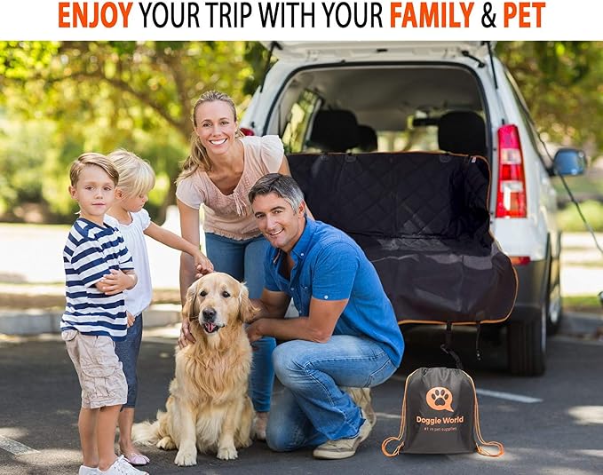 Doggie World Dog Car Seat Cover for Back Seat for XL Cars, SUVs & Trucks - Durable Car Cover Protector for Dogs, Nonslip Backseat Dog Hammock, Waterproof Scratchproof Protection Against Dirt, Pet Fur