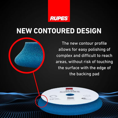 RUPES 9.DA150H Pack of 1 Blue D-A Coarse Cutting Foam Pad 150mm | Ideal for Paint Correction & Gloss Enhancement | Mild to Severe Defect Removal | Compatible with 5" Backing Plate