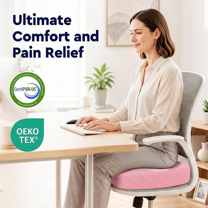 TushGuard Seat Cushion - for Office Chair, Car Seat, Airplane, Bleacher - Sciatica & Coccyx Pain Relief Desk Chair Cushion for Long Sitting Office Workers, Car Drivers(Pink, XXX-Large)