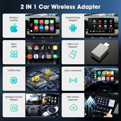 Wireless CarPlay Adapter for Apple iPhone, Multi-User Seamless Connection