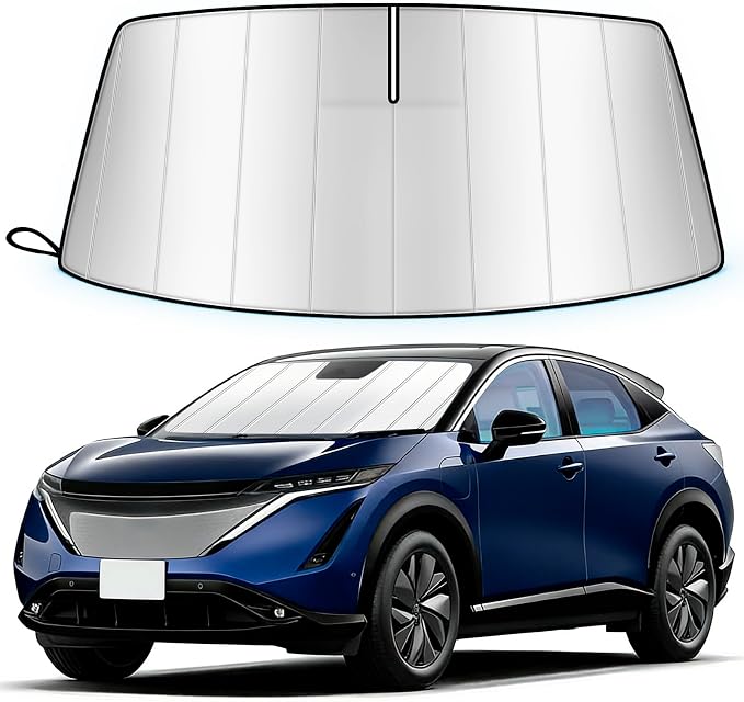 Windshield Sun Shade for Nissan Ariya EV 2023-2026, Custom Fit Folding Design Car Front Window Sunshade Sun Visor Shield Accessories for Interior Protector, Blocks UV Rays & Heat