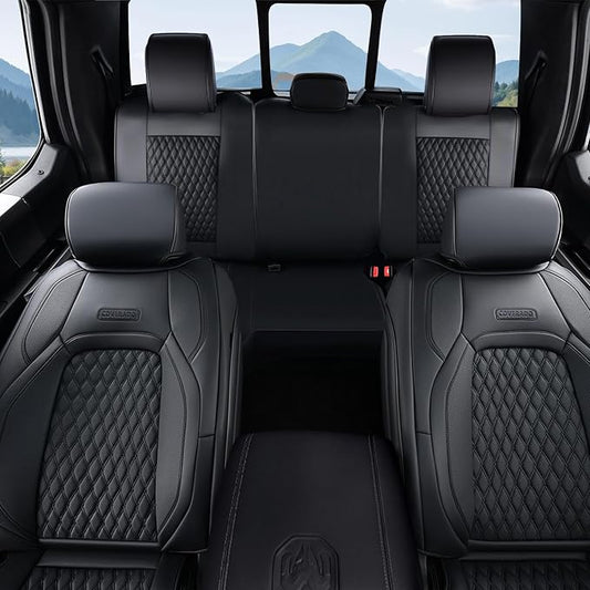 Coverado Car Seat Covers Curved Full Set, Black Seat Covers for Dodge RAM 1500 Compatible with 2009-2018 Ram 1500, 2010-2024 Ram 2500 3500 Dodge RAM Accessories Automotive Seat Covers