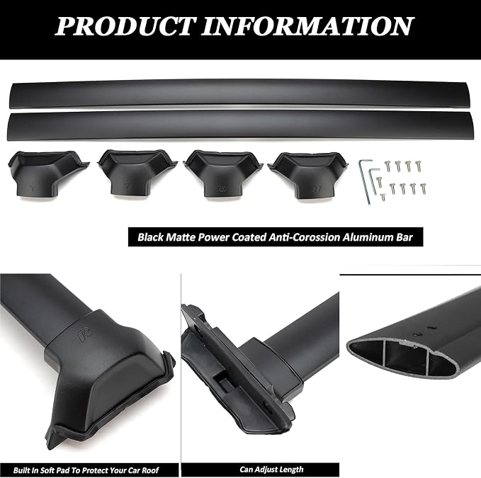 220lbs Roof Racks Cross Bars, Compatible with Honda CRV CR-V 2023 2024 2025 (Only for Side Rails), Heavy Duty Aluminum Roof Rails Crossbars Rooftop Luggage Racks Carrier Snowboard Skiboard Black