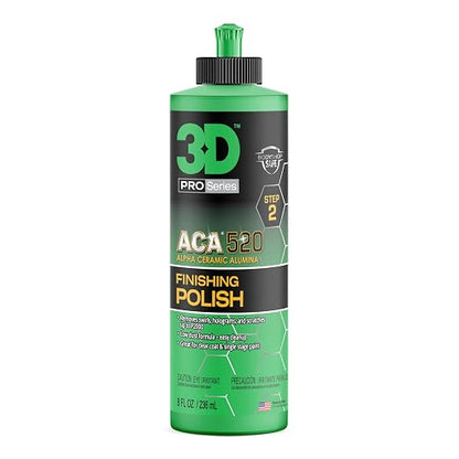 3D ACA 520 Finishing Polish - 8oz - Step 2 Body Shop Finishing Polish - Easy Clean Up, Superior Finish, No Fillers - True Paint Correction - Alpha Ceramic Alumina