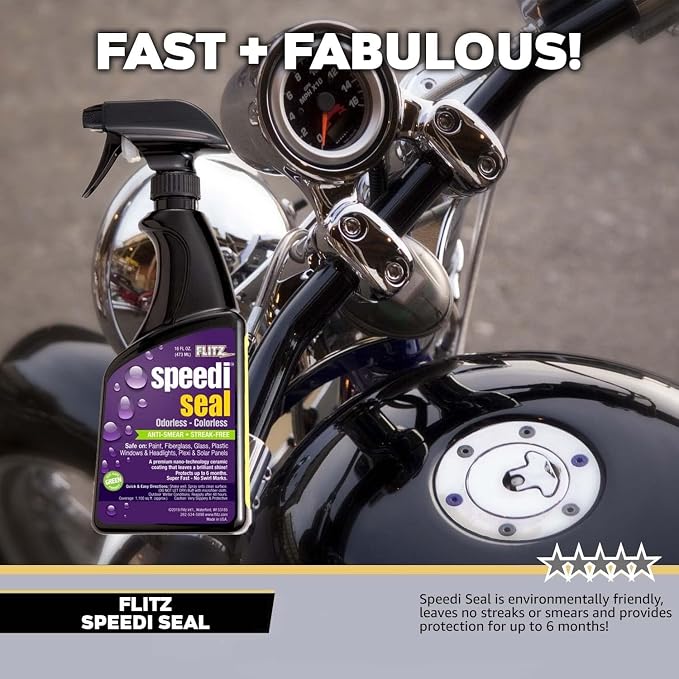 Flitz Speedi Seal - 16oz Bottle of USA-Made Ceramic Coating for Cars to Polish & Protect for Up to 6 Months - Works on Paint, Fiberglass, & More - Streak-Free Ceramic Spray Sealant (12 Pack)