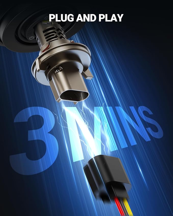 SEALIGHT 9008/H13 LED Bulb, 10X Brighter 50,000LM Super Output, 1:1 Size No Adapter Required, 6500K White, 70000Hrs Long Lifespan with IP68 Waterproof, Non-Polarity Plug and Play, Pack of 2
