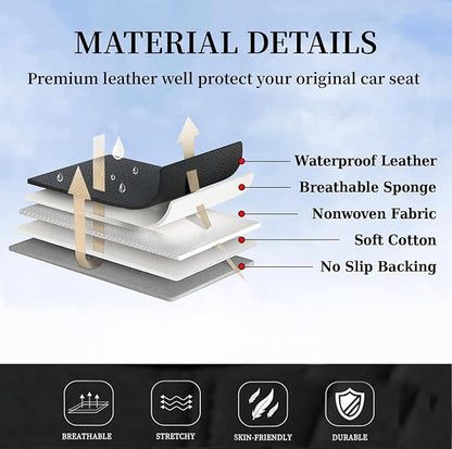 Coverado Car Seat Cover Front Seats, Brown Seat Covers Front Seats, Nappa Leather Waterproof, Car Seat Cushion, Car Seat Protector Universal Fit Most Cars