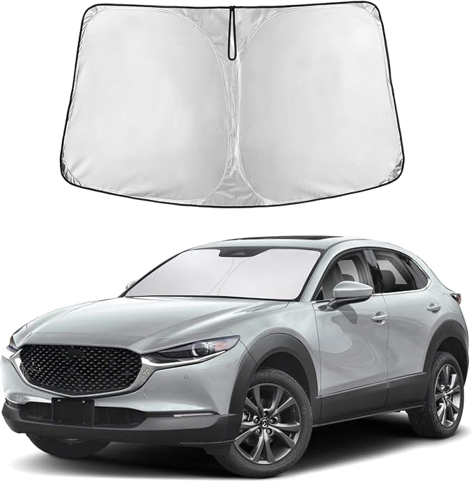 EcoNour Windshield Sun Shade Compatible for Mazda CX-30 2019–2026 | Custom Fit Crossover Front Window Sunshade | Foldable Heat & UV Reflective Sun Visor