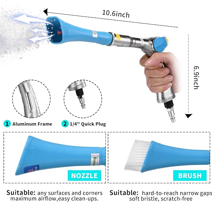 Cleaning Gun High Pressure Tornado Car Cleaning Gun with 2 Set Nozzle Car Washing Equipment Tool Car Detailing Kit Interior Cleaner for Car Quickly Blasts Dirt and Dust