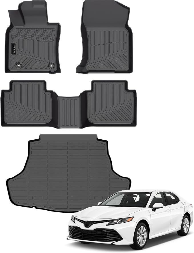 Auxko All Weather Floor Mats Cargo Mat Fit for Toyota Camry AWD 2024 2023 2022 2021 2020 2019 2018 TPE Floor Liner Trunk Mat Camry Accessories All Season Odorless Anti-Slip Black