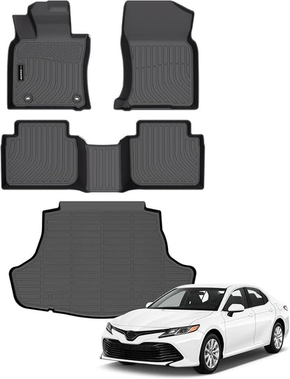 Auxko All Weather Floor Mats Cargo Mat Fit for Toyota Camry AWD 2024 2023 2022 2021 2020 2019 2018 TPE Floor Liner Trunk Mat Camry Accessories All Season Odorless Anti-Slip Black