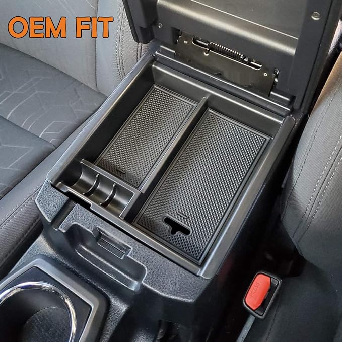 JKCOVER Center Console Accessory Organizer Compatible with Toyota Tacoma 2016 2017 2018 2019 2020 2021 2022 2023, ABS Material Box Insert Tray (Black trim)