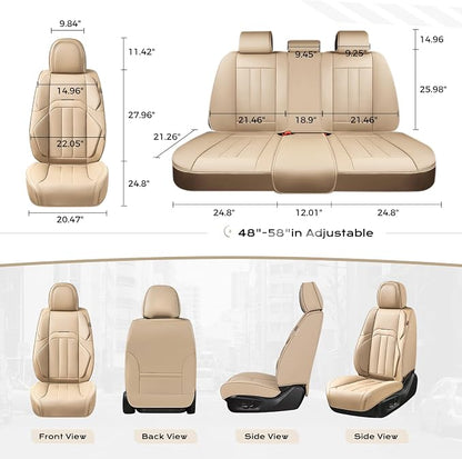 Coverado Car Seat Cover, Cover for Cars Full Seat, Premium Leather, Universal Fit Waterproof Seat Protectors, Car Seat Cushion Non-Slip for Most Cars