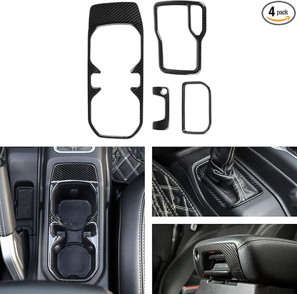 Voodonal for JL 4WD Shift Knob Gear Shift Bezel Front Cup Holder Center Armrest Switch Lock Hole Cover Trim Kits Fit for 2018-2026+Jeep Wrangler JL JLU Gladiator JT Interior Accessories Carbon Fiber