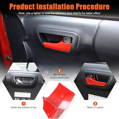 CHEAYAR Car Inner Door Handles Cover Trim Compatible with Toyota Tacoma 2016-2022, Auto Inner Door Handles Cover Interior Door Handles Protector Trim Decorate Covers Accessories (red)