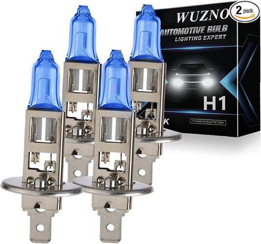 4 Pack H1 Halogen Headlight Bulb/Fog lights 12V 55W White 5000K, 64150 12258 Light bulbs Headlamp Replacement Super Bright