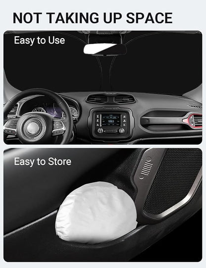Proadsy 2026 Upgrade Front Windshield Sun Shade Foldable Sunshade Protector Custom Fit 2015-2023 Jeep Renegade SUV, Sport, Latitude, Limited, Trailhawk, Altitude Winter Accessories