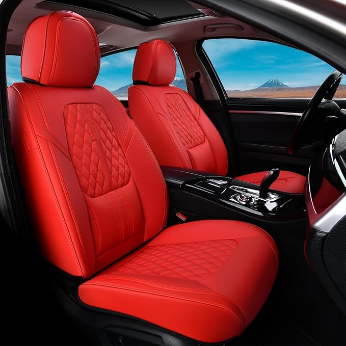 Coverado Car Seat Covers Full Set, Automotive Front and Rear Seat Covers with Backrest, Nappa Leather Car Seat Protectors Waterproof, Universal for Most Vehicles